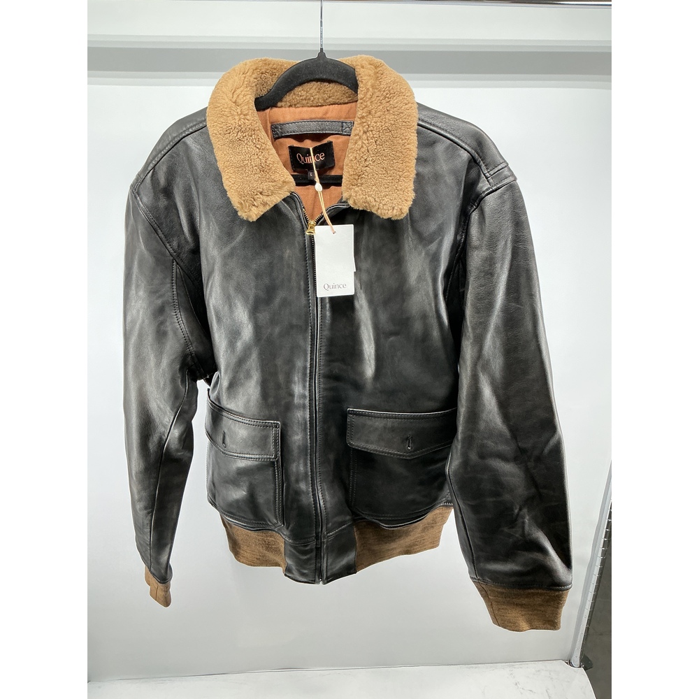 Shearling Collar Leather Flight Jacket